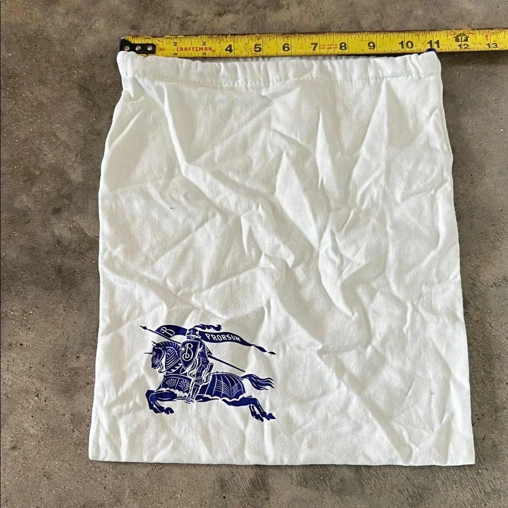 Authentic Burberry Prorsum White Dust Bag with Navy Motif of blue knight